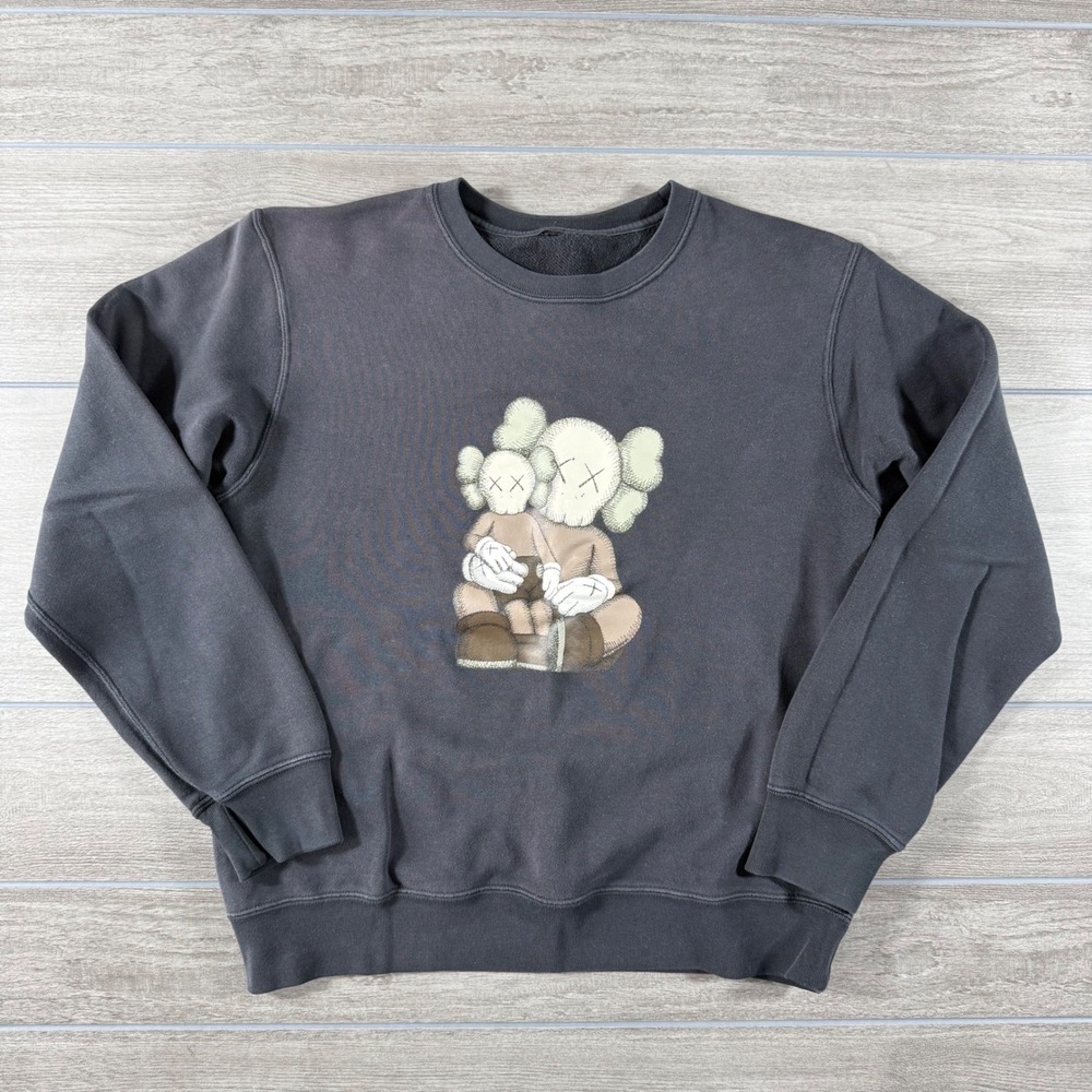 Uniqlo KAWS Companion Sweatshirt Charcoal Grey XX Logo 141-467776 Women XS Small